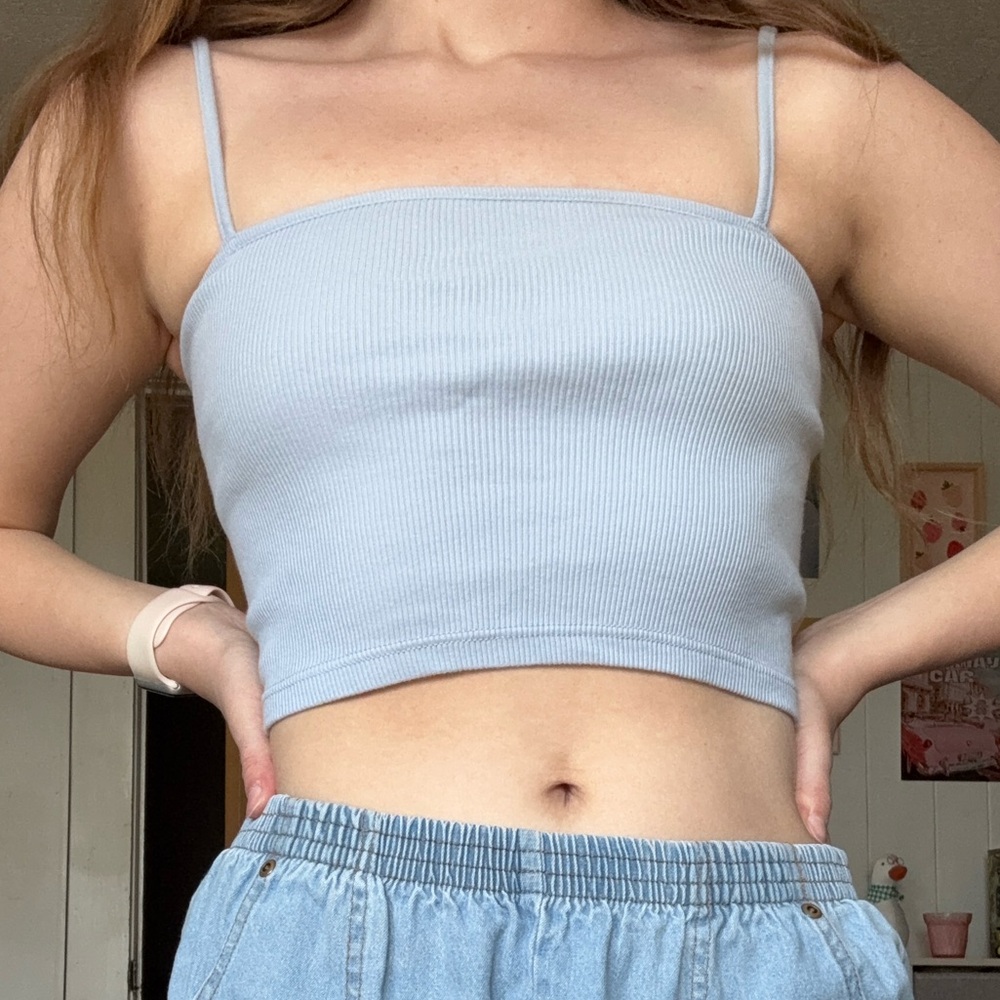 Brandy Melville Blue Fitted Crop Camisole